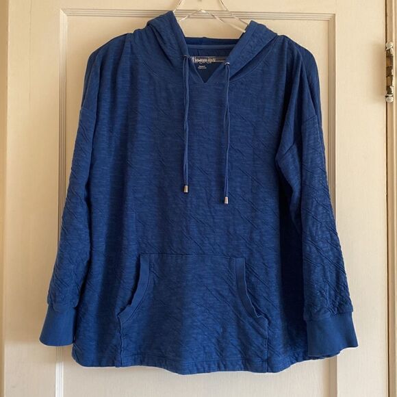 Soft Surroundings Blue Hooded Pullover Top Size Medium - Picture 2 of 10